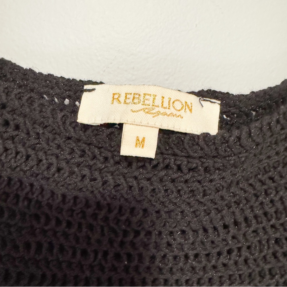 Black Crochet Crop Tank Top by Rebellion Again 100% Cotton - Picture 5 of 8